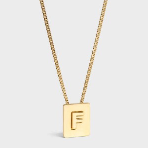 Celine Alphabet F in Brass with Gold finish Necklaces Gold | CL-592269