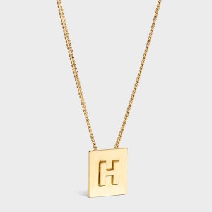 Celine Alphabet H in Brass with Gold finish Necklaces Gold | CL-592271