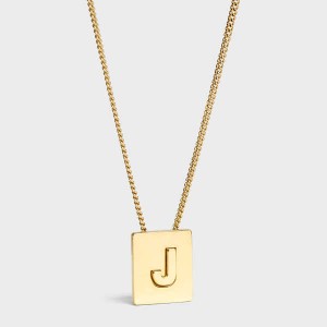 Celine Alphabet J in Brass with Gold finish Necklaces Gold | CL-592273