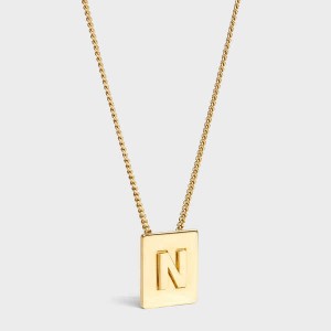 Celine Alphabet N in Brass with Gold finish Necklaces Gold | CL-592277