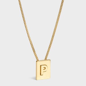 Celine Alphabet P in Brass with Gold finish Necklaces Gold | CL-592279