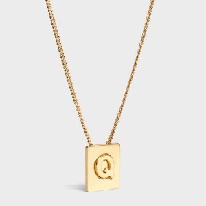 Celine Alphabet Q in Brass with Gold finish Necklaces Gold | CL-592280