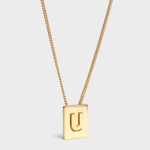 Celine Alphabet U in Brass with Gold finish Necklaces Gold | CL-592284