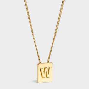 Celine Alphabet W in Brass with Gold finish Necklaces Gold | CL-592286