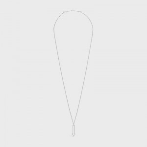 Celine Arrow in Brass with Rhodium Finish and Crystals Necklaces Crystal | CL-591667