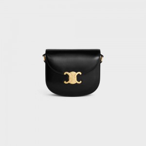 Celine BESACE CLEA in shiny calfskin Triomphe Black | CL-593218