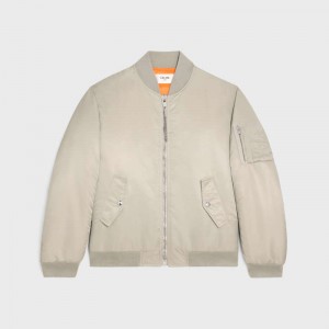 Celine BOMBER IN NYLON TWILL Blousons Light Grey | CL-591959