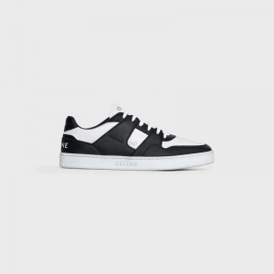 Celine C04 TRAINER LOW LACE-UP in CALFSKIN Sneakers White / Black | CL-591904