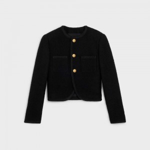 Celine CHASSEUR IN BOUCLE NATTE Jackets Black | CL-592639