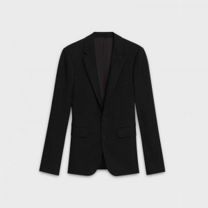 Celine CROPPED IN WOOL GABARDINE Jackets Black | CL-592005