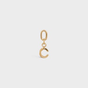 Celine C CHARM in Brass Leather Goods Accessories Gold | CL-592926