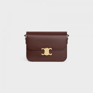 Celine Classique Bag in shiny calfskin Triomphe Chestnut | CL-593177