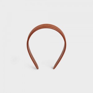 Celine Cuir Triomphe Headband in Calfskin Leather Hair Accessories Tan | CL-592332