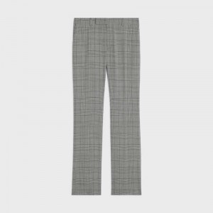 Celine Flared in checked wool Trousers Craie/Noir | CL-592016