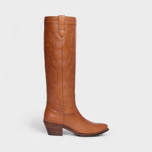 Celine High Western in Calfskin Boots Honey | CL-592514