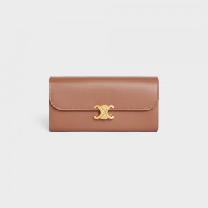 Celine LARGE TRIOMPHE in Shiny calfskin Wallets Bronze | CL-592984