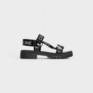 Celine LEO STRAPPY in WITH JACQUARD Sandals Black / white | CL-592591