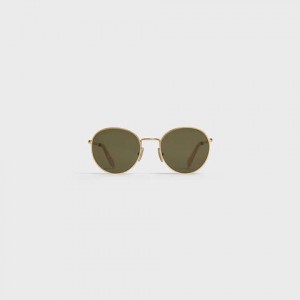 Celine Metal Frame 06 in Metal with Mineral Glass Lenses Sunglasses Gold/Green | CL-591759