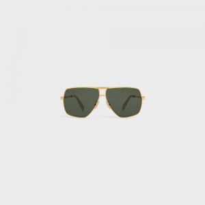 Celine Metal Frame 24 in Metal Sunglasses Gold / Green | CL-592409