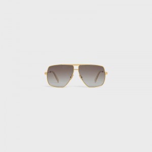 Celine Metal Frame 25 in Metal with Polarized Lenses Sunglasses Gold / Gradient Brown | CL-591755