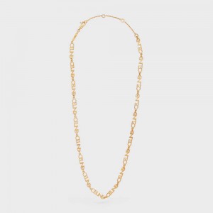 Celine Multi Logo in Brass with Gold Finish Necklaces Gold | CL-592250