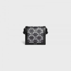 Celine NEKCLACE in Triomphe Canvas and calfskin Wallets Silver / Black | CL-591792