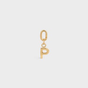 Celine P CHARM in Brass Leather Goods Accessories Gold | CL-592935