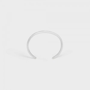 Celine Paris Thin Cuff in Brass with Rhodium Finish Bracelets Silver | CL-592216