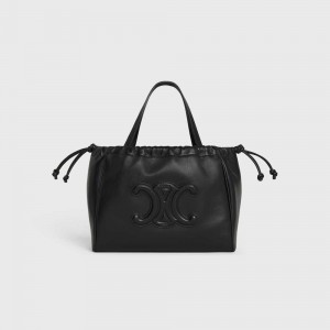 Celine SMALL DRAWSTRING CUIR TRIOMPHE in Smooth Calfskin Cabas Black | CL-593089