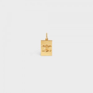 Celine Separables Triomphe Interlocked Pendant in Brass with Gold Finish Necklaces Gold | CL-592261