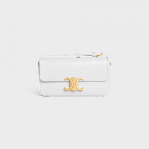 Celine Shoulder Bag in shiny calfskin Triomphe Arctic White | CL-593244