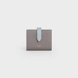 Celine Small Strap Essentials in Bicolour Grained Calfskin Wallets Pebble/ Mineral | CL-592987