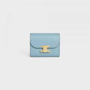 Celine Small TRIOMPHE in Shiny calfskin Wallets California Blue | CL-592972