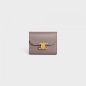 Celine Small TRIOMPHE in Shiny calfskin Wallets Pebble | CL-592970