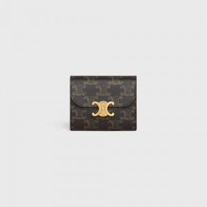 Celine Small TRIOMPHE in Triomphe Canvas Wallets Tan | CL-592977