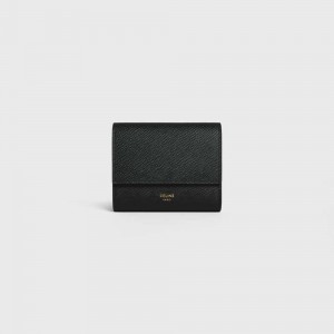 Celine Small trifold in Grained calfskin Wallets Black | CL-593002