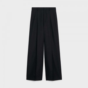 Celine TAILLAT IN WOOL GABARDINE AND MOHAIR Pants Black | CL-592739