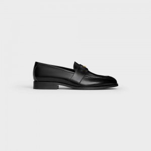 Celine TRIOMPHE MALAQUAIS in POLISHED BULLSKIN Loafers Black | CL-592530