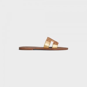 Celine TRIOMPHE MULE in Metalized Calfskin Sandals Gold | CL-592584