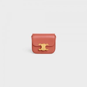 Celine TRIOMPHE in Shiny calfskin Mini Bags LYCHEE | CL-593011