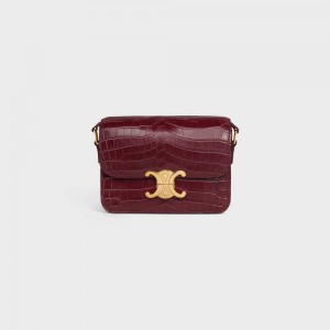 Celine Teen Bag in Niloticus Crocodile Triomphe Burgundy | CL-593209