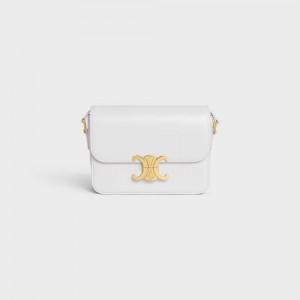 Celine Teen Bag in shiny calfskin Triomphe Arctic White | CL-593206