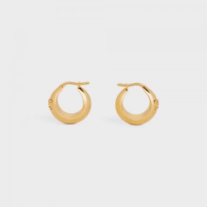 Celine Triomphe Bold Hoops in Brass with Gold Finish Earrings Gold | CL-592306