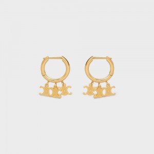 Celine Triomphe Trio Hoops in Brass with Gold Finish Earrings Gold | CL-592307