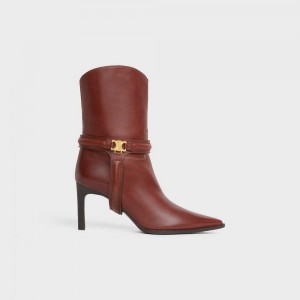 Celine VERNEUIL TRIOMPHE HARNESS LOW in Calfskin Boots Caramel | CL-592492