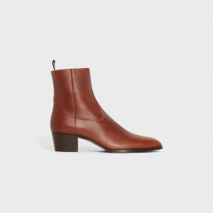 Celine WESTERN ZIPPED ISAAC in Calfskin Boots Cognac | CL-591862