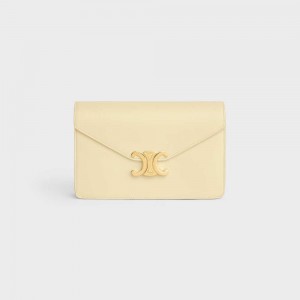 Celine Wallet on Chain TRIOMPHE in Shiny calfskin Mini Bags Sunlight | CL-593024