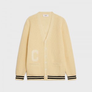 Celine college cardigan in cotton Knitwear ECRU/BLACK | CL-592086