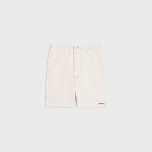 Celine embroidered in cotton fleece Shorts Cream / Black | CL-592077