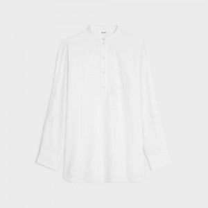 Celine embroidered tunic in COTTON LINEN Shirts Off White | CL-592832